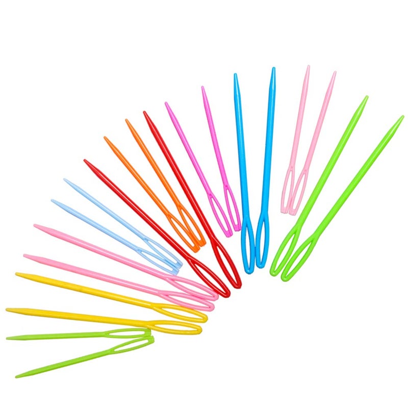Hekisn Large-Eye Plastic Sewing Needles, 20 Pieces Colorful Safety Lacing Needles, 2 Different Sizes Yarn Sewing Needle, Learning Needles for DIY Sewing Handmade Craftsï¼Œ3.5 &2.76 inch (20 Pieces) - Image 1